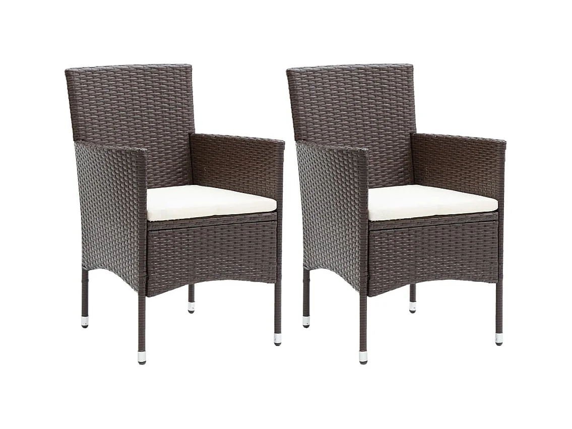Chaises à manger de jardin lot de 2 Résine tressée Marron