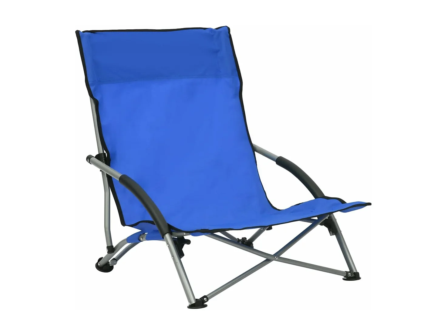 Strandstoelen 2 st inklapbaar stof blauw
