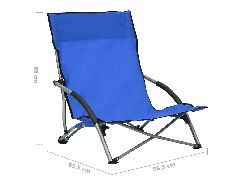 Chaises de plage pliables lot de 2 Bleu Tissu