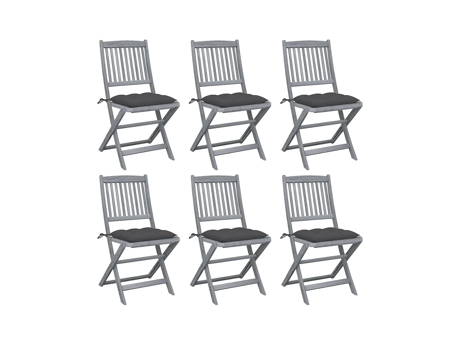 Chaises pliables d'extérieur lot de 6 et coussins Bois d'acacia