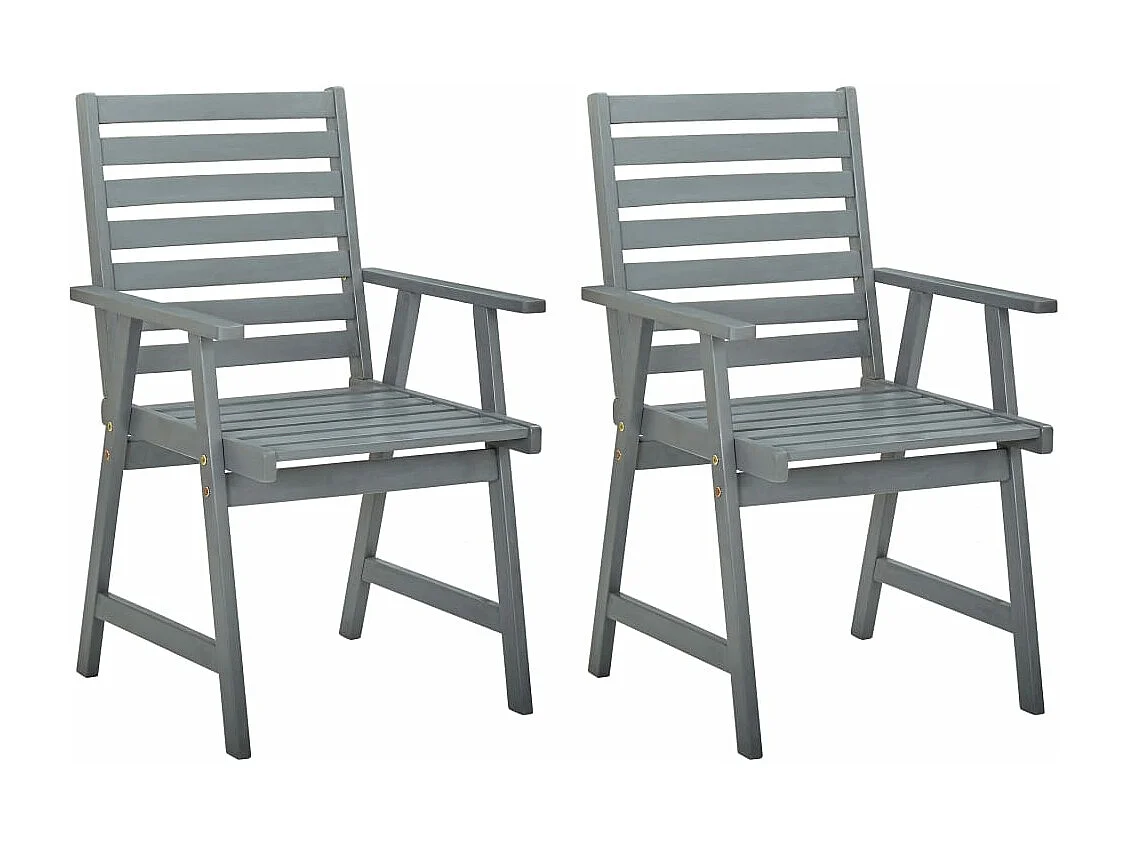 Cadeiras jantar p/ jardim 2 pcs madeira acácia maciça cinzento