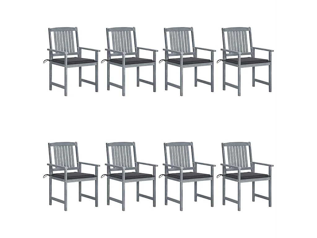 Chaises de jardin et coussins lot de 8 Bois acacia solide Gris