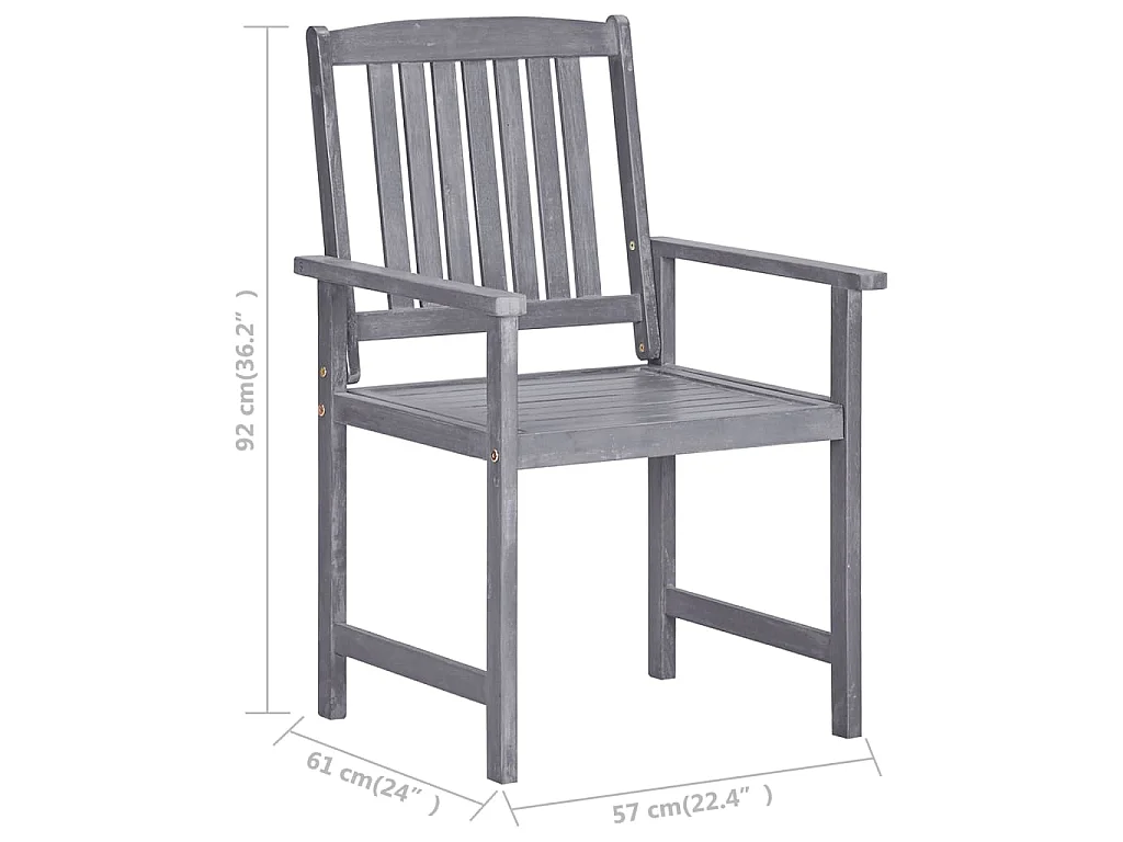 Chaises de jardin et coussins lot de 8 Bois acacia solide Gris