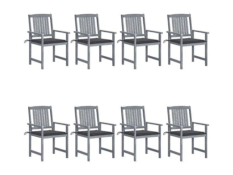 Chaises de jardin et coussins lot de 8 Bois acacia solide Gris