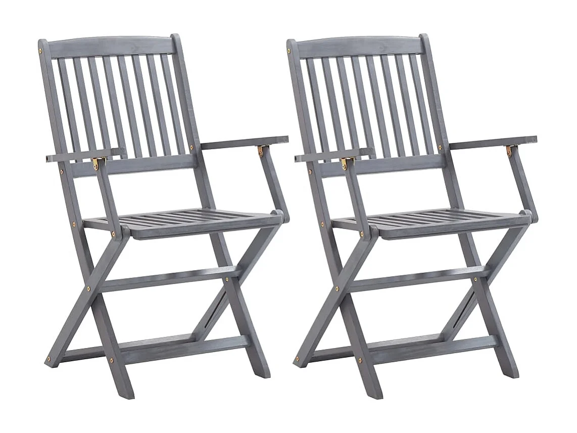 Chaises pliables d'extérieur lot de 2 Bois d'acacia solide