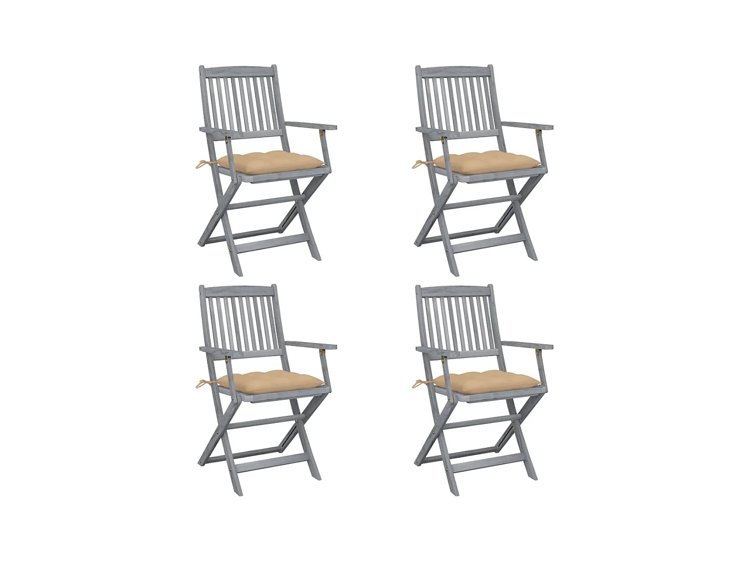 Sedie da Giardino Pieghevoli 4pz con Cuscini in Massello Acacia