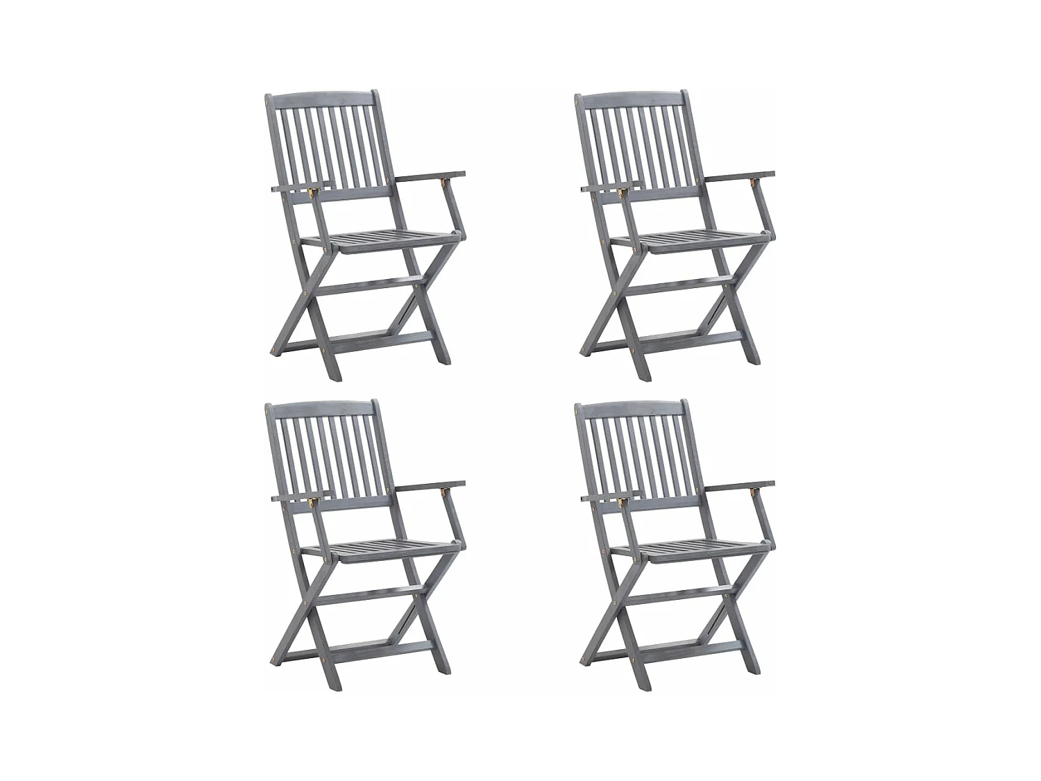 Sedie da Giardino Pieghevoli 4pz con Cuscini in Massello Acacia