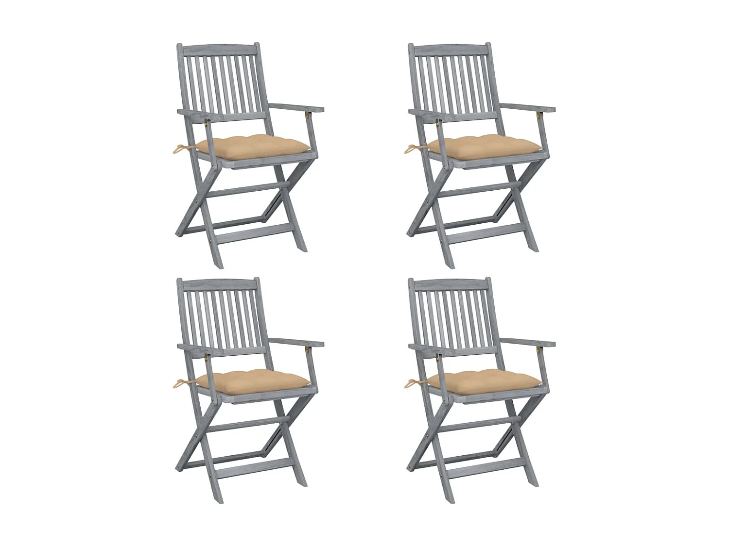 Chaises pliables d'extérieur lot de 4 et coussins Bois d'acacia