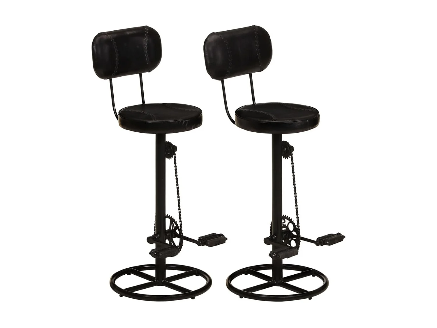 Barhocker 2 Stk. Schwarz Echtes Ziegenleder