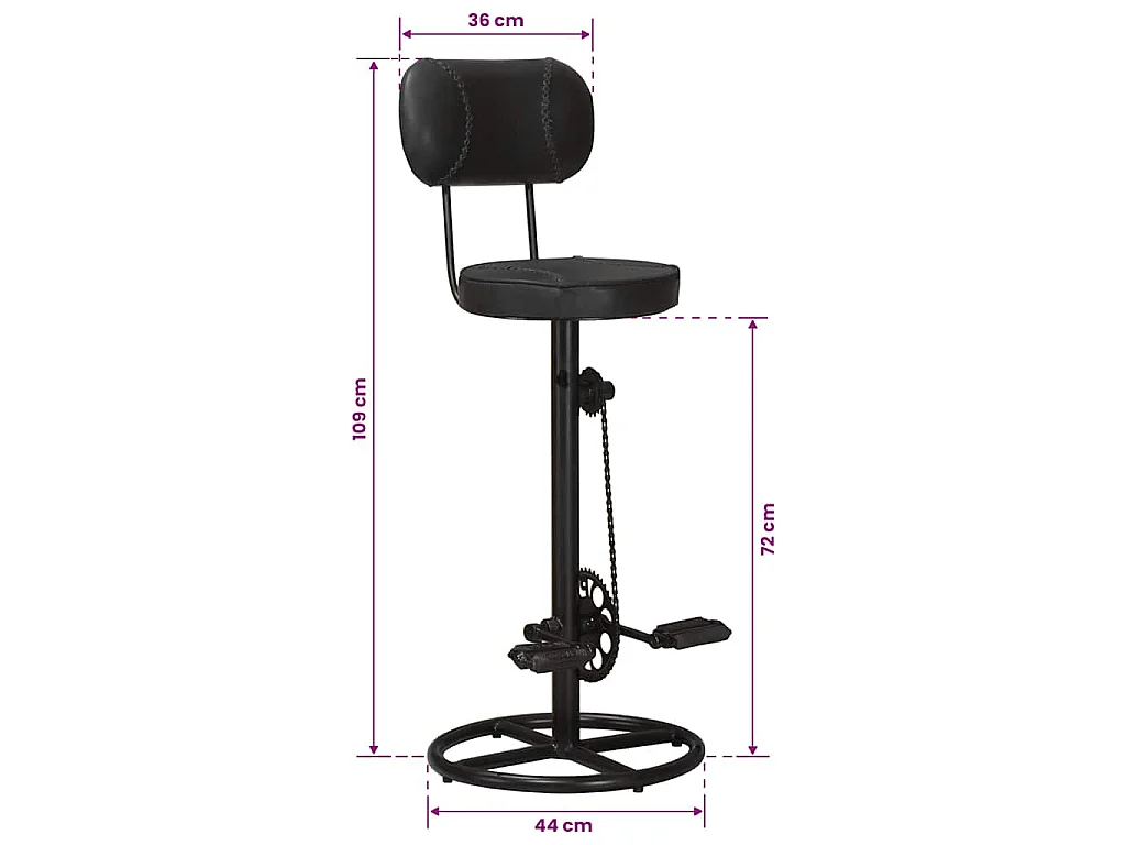 Tabourets de bar lot de 2 noir cuir de chèvre véritable