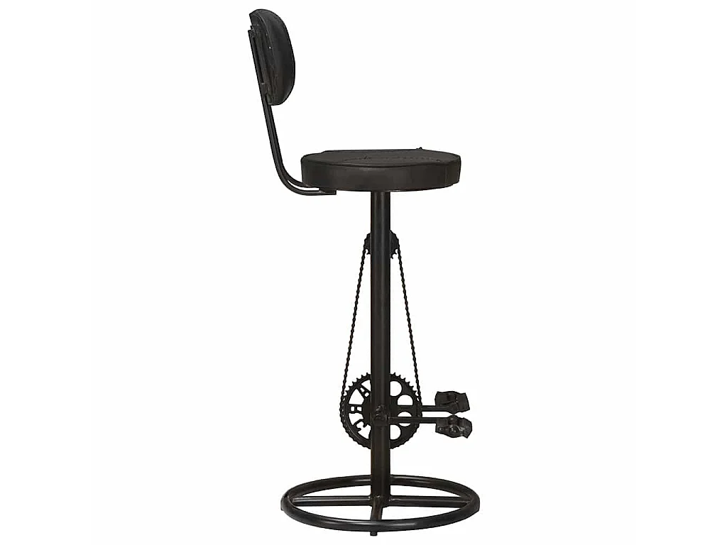Tabourets de bar lot de 2 noir cuir de chèvre véritable