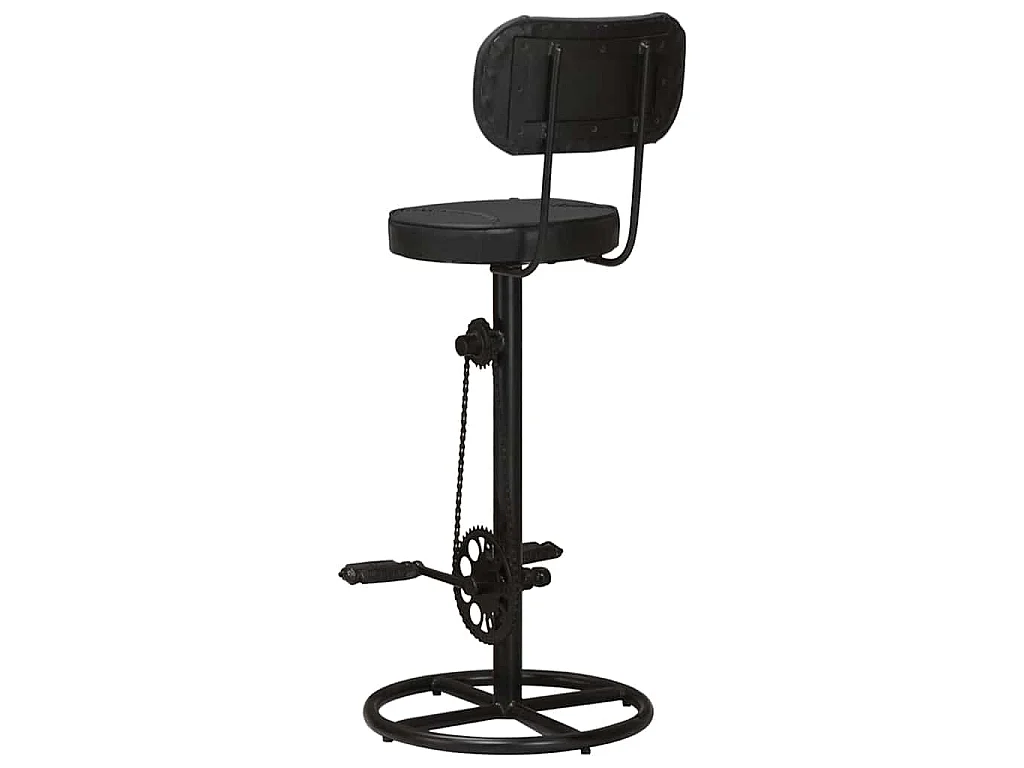Tabourets de bar lot de 2 noir cuir de chèvre véritable