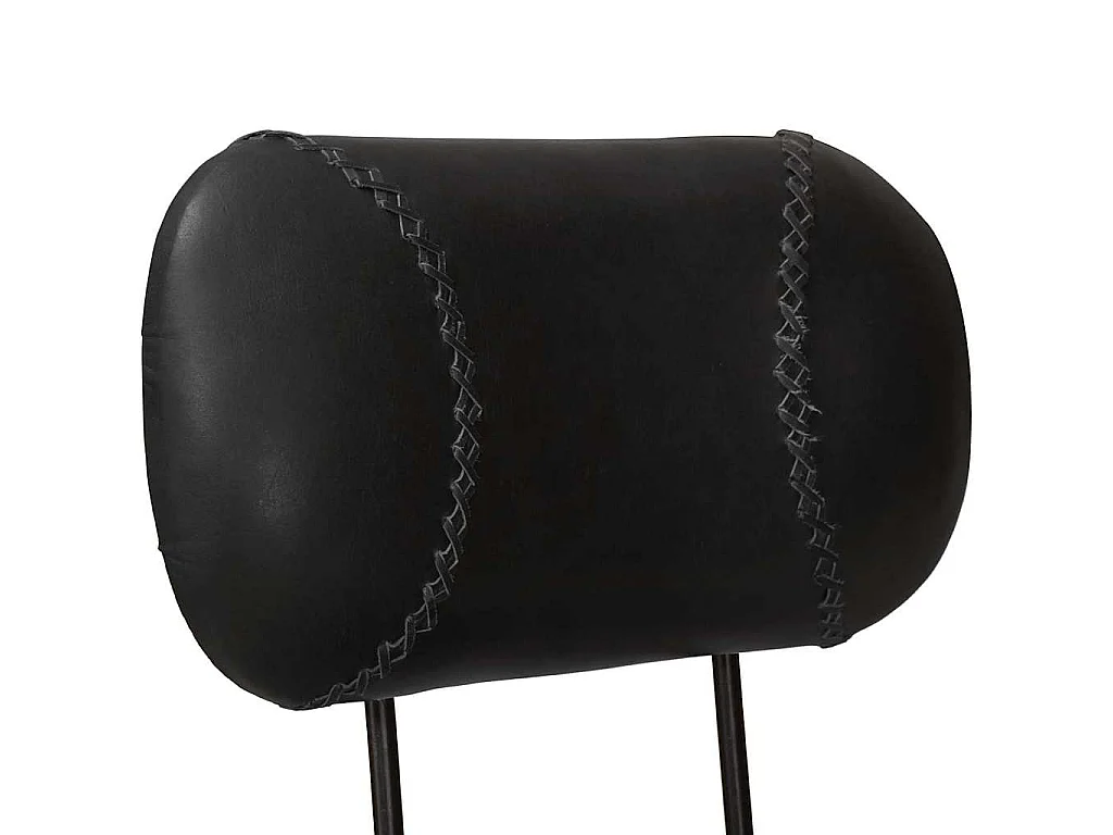 Tabourets de bar lot de 2 noir cuir de chèvre véritable