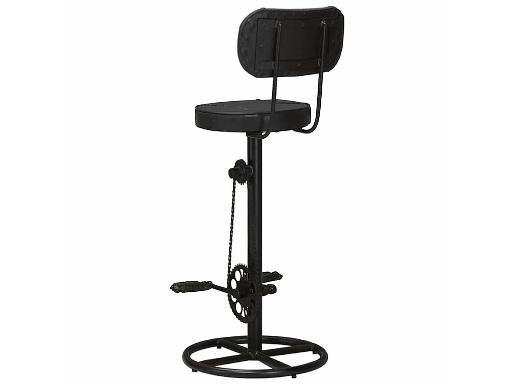 Tabourets de bar lot de 2 noir cuir de chèvre véritable