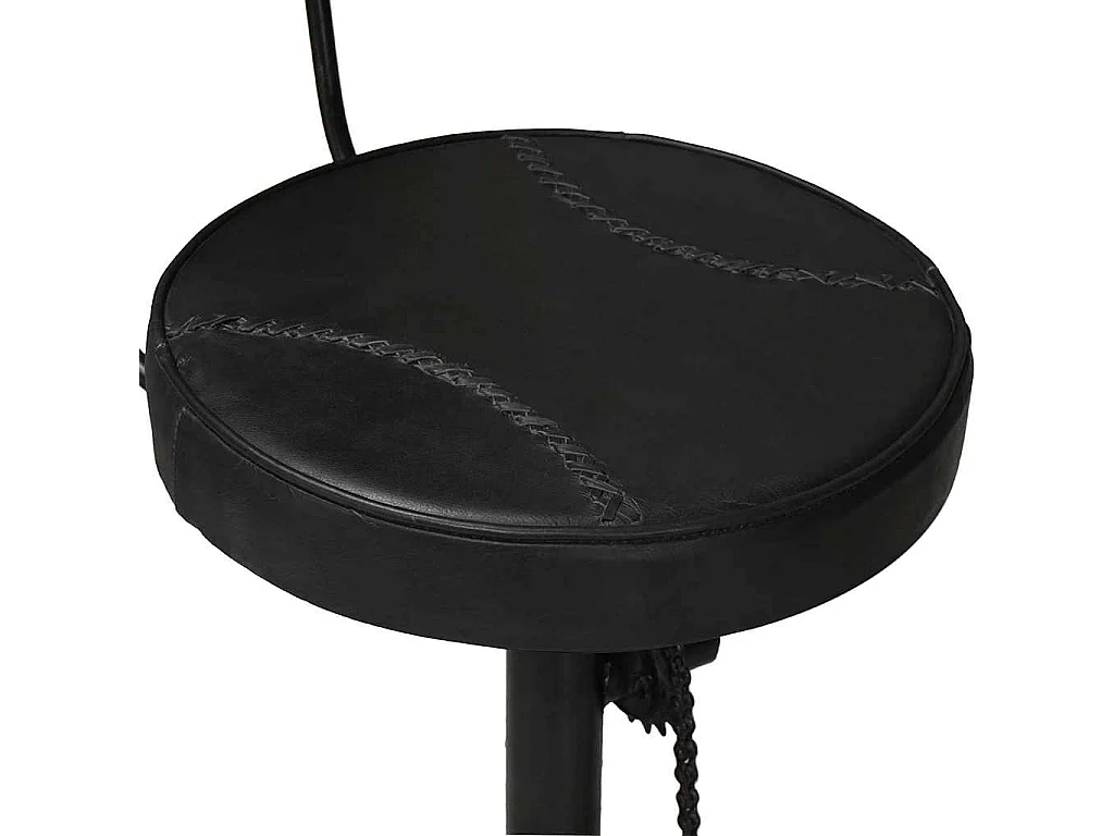Tabourets de bar lot de 2 noir cuir de chèvre véritable