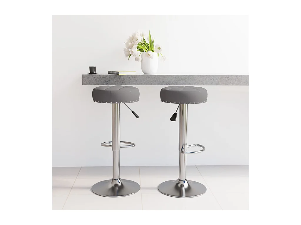 Tabourets de bar lot de 2 gris foncé tissu