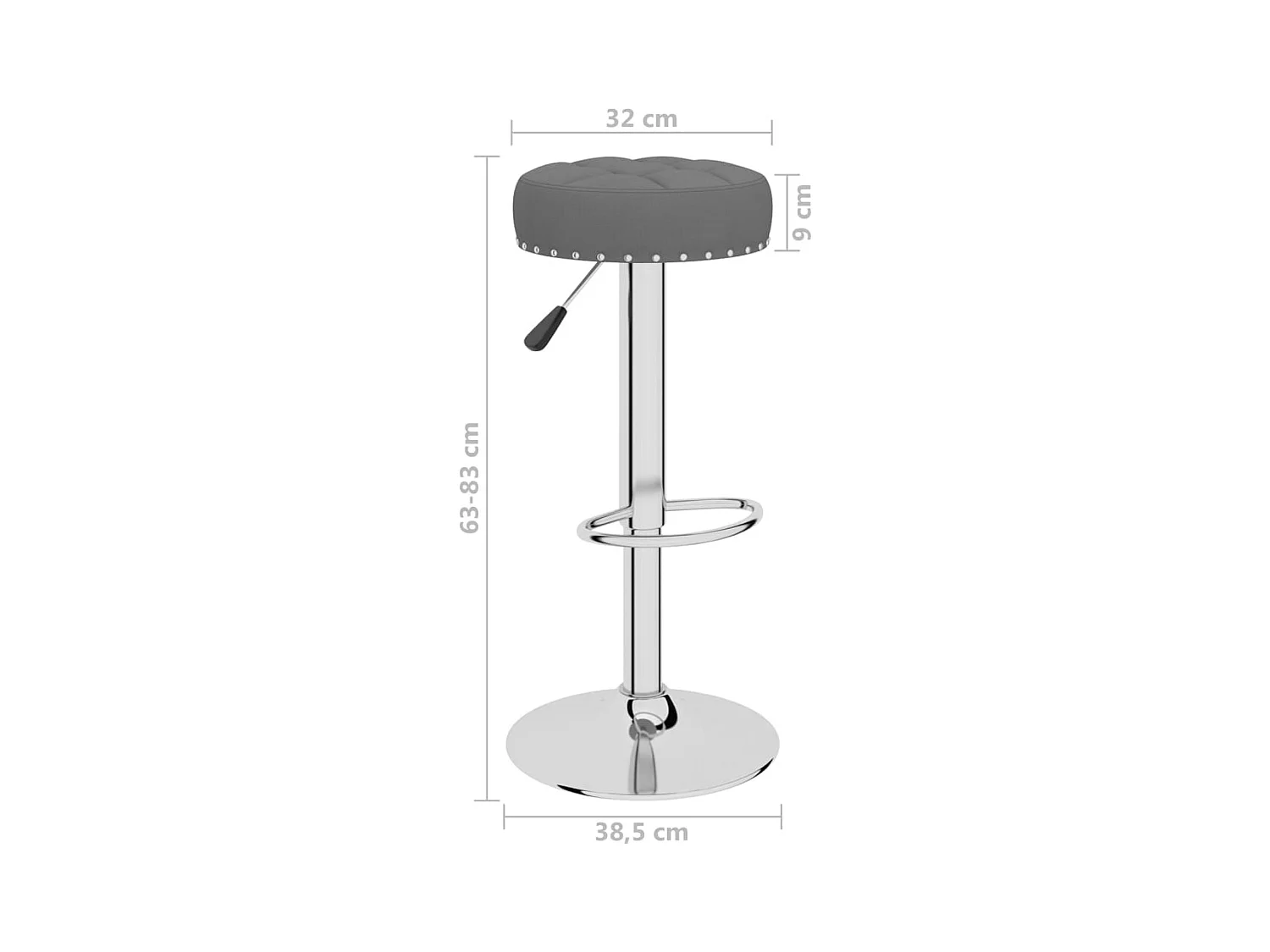 Tabourets de bar lot de 2 gris foncé tissu