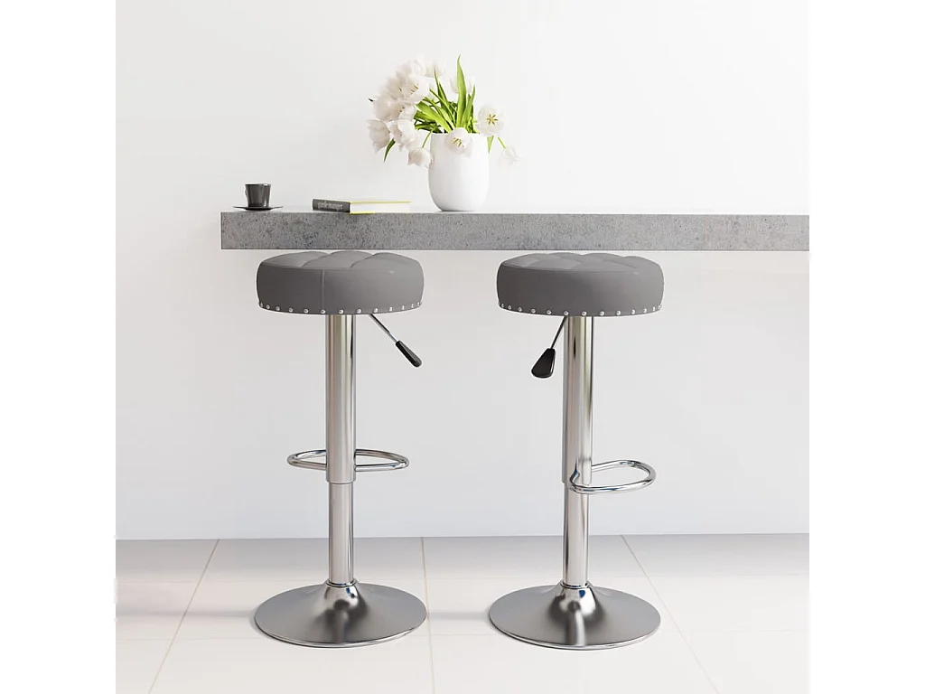 Tabourets de bar lot de 2 gris foncé tissu