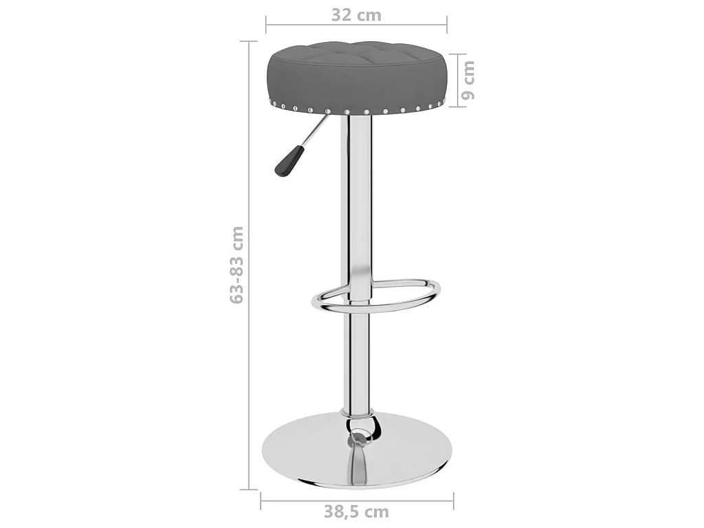 Tabourets de bar lot de 2 gris foncé tissu
