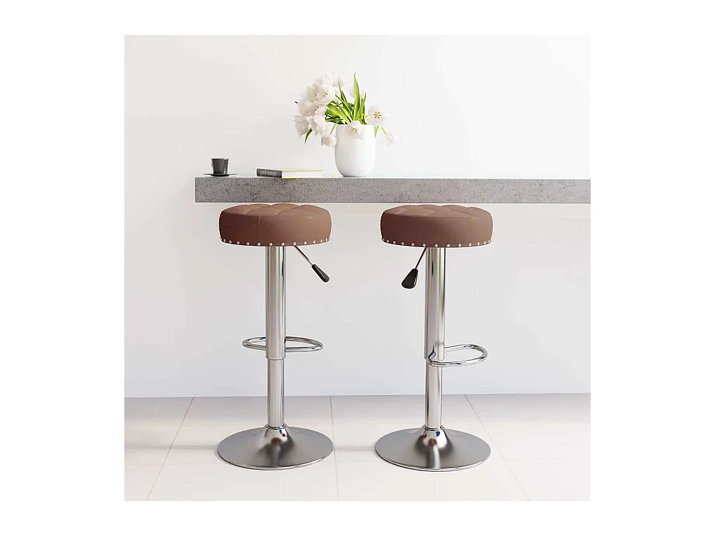 Tabourets de bar lot de 2 marron tissu