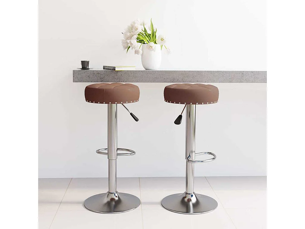 Tabourets de bar lot de 2 marron tissu