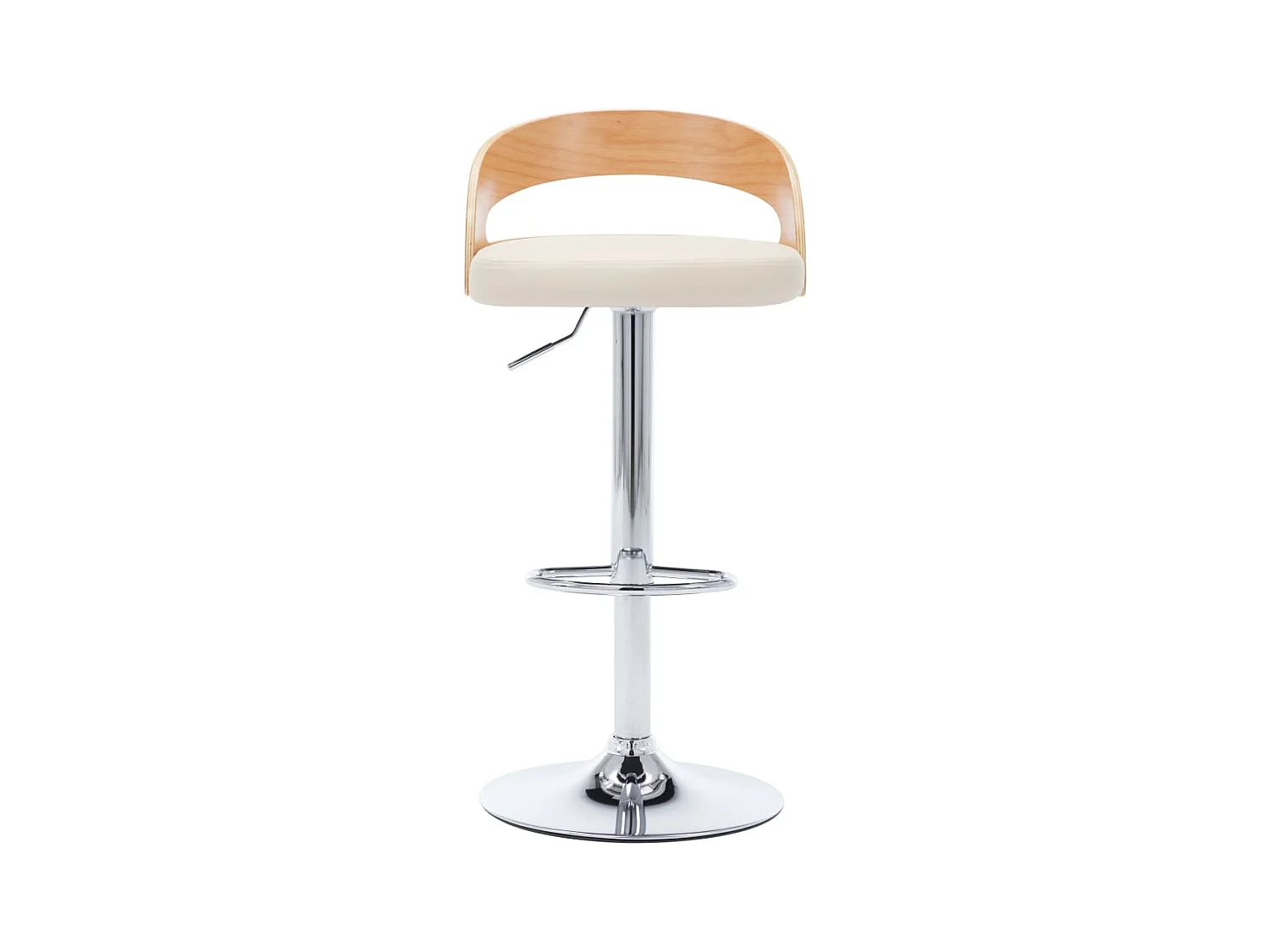 Tabourets de bar lot de 2 crème similicuir et bois courbé