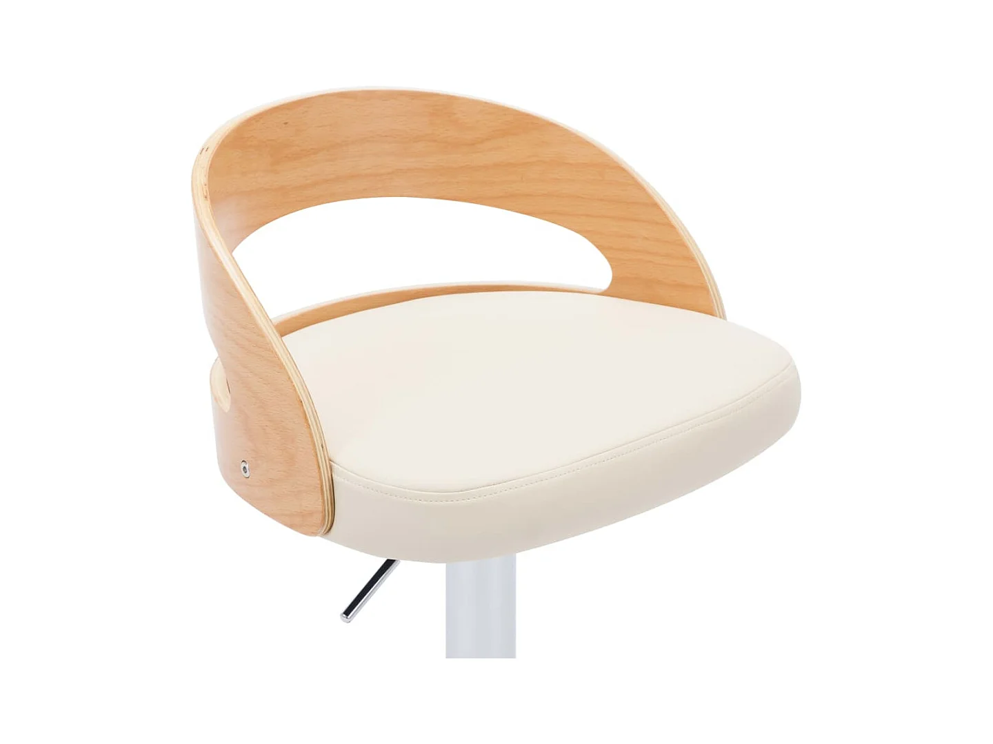 Tabourets de bar lot de 2 crème similicuir et bois courbé