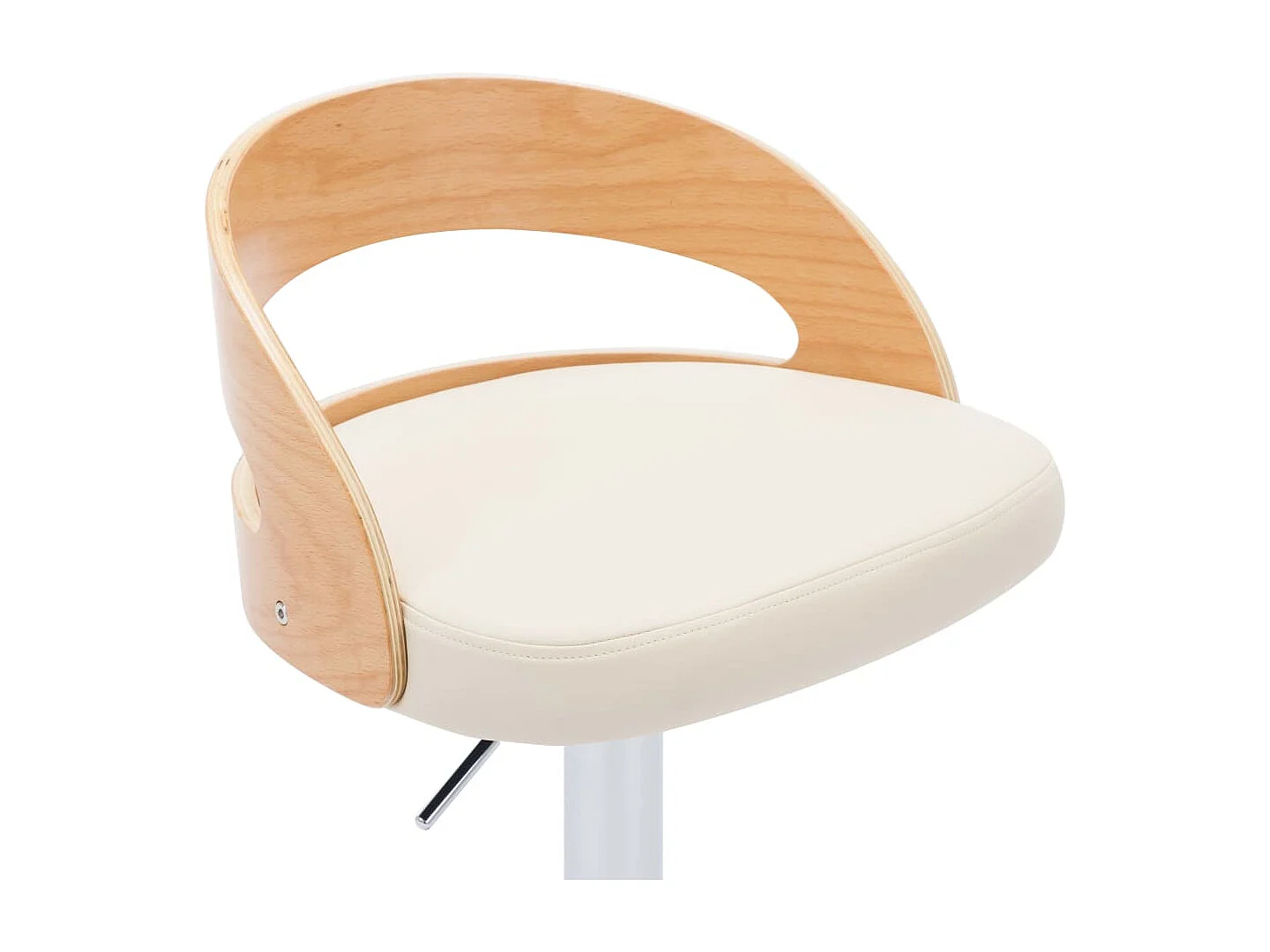 Barhocker 2 Stk. Cremeweiß Kunstleder und Bugholz