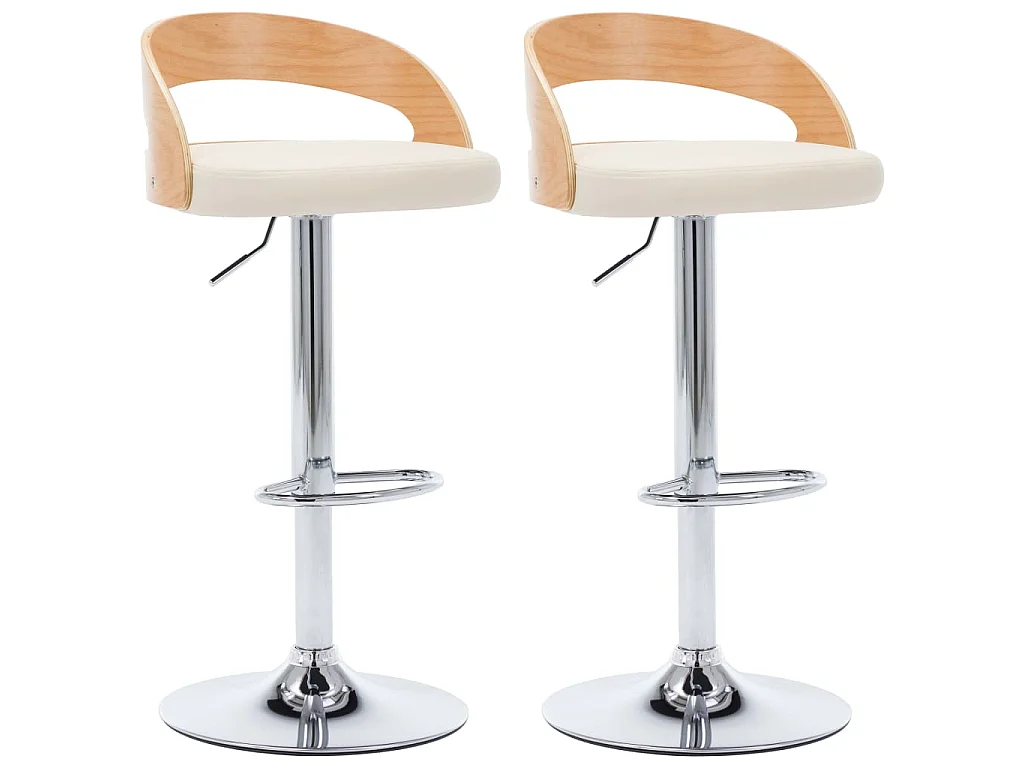 Sgabelli da Bar 2 pz Crema in Similpelle e Legno Curvato