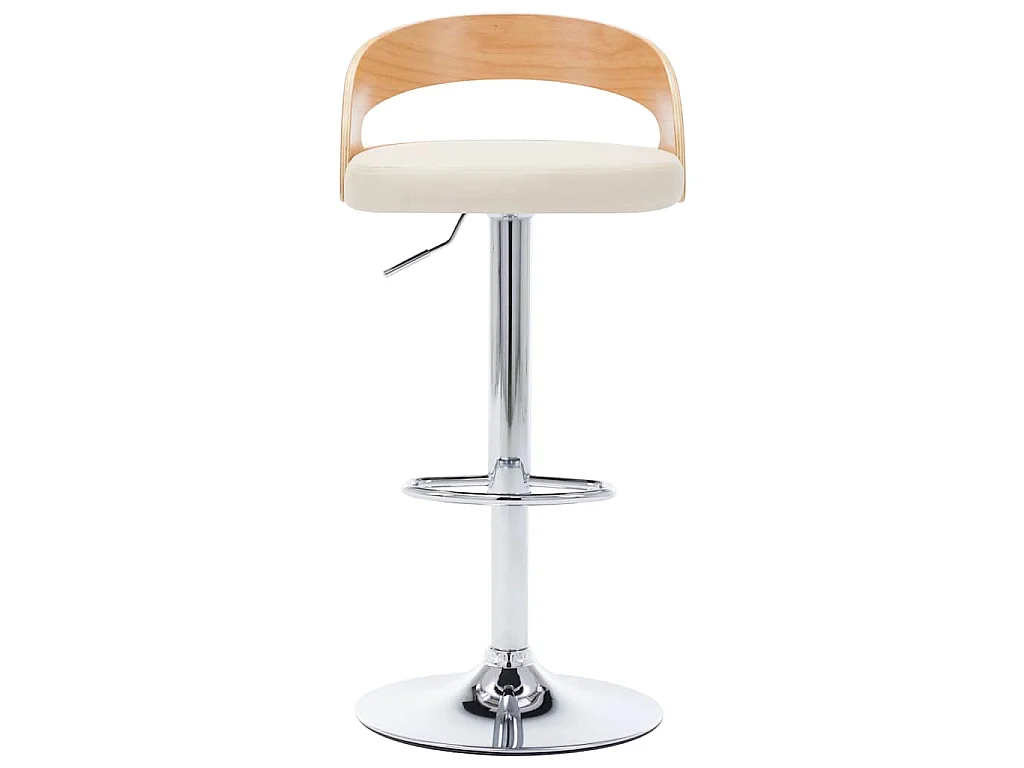 Tabourets de bar lot de 2 crème similicuir et bois courbé