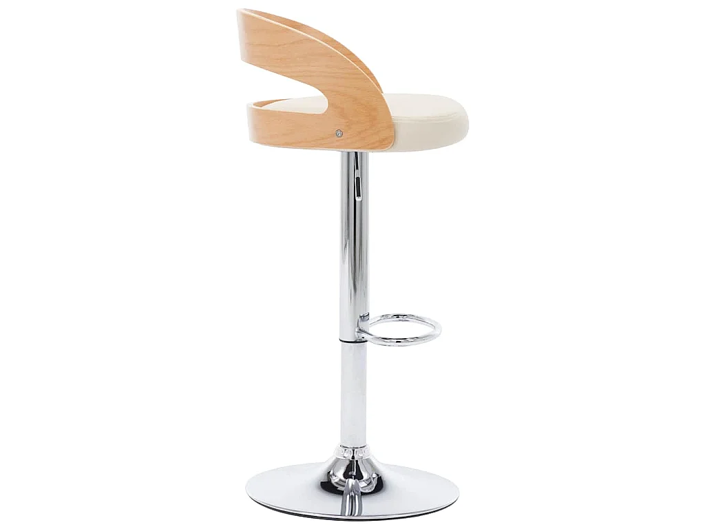 Tabourets de bar lot de 2 crème similicuir et bois courbé