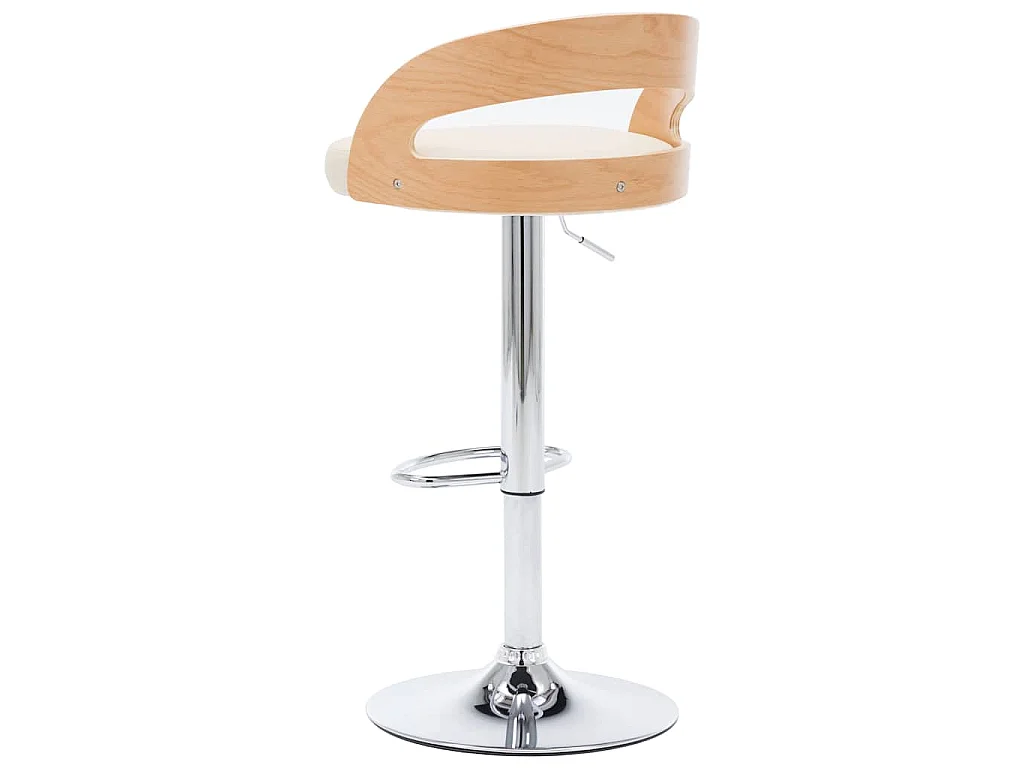 Tabourets de bar lot de 2 crème similicuir et bois courbé