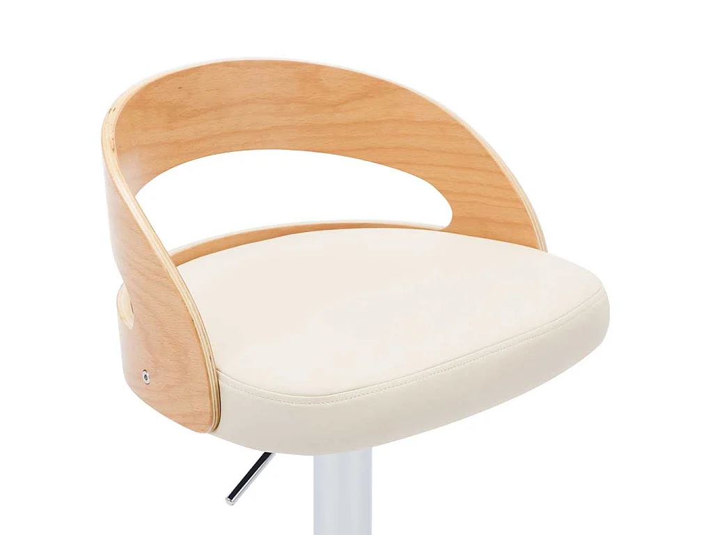 Tabourets de bar lot de 2 crème similicuir et bois courbé