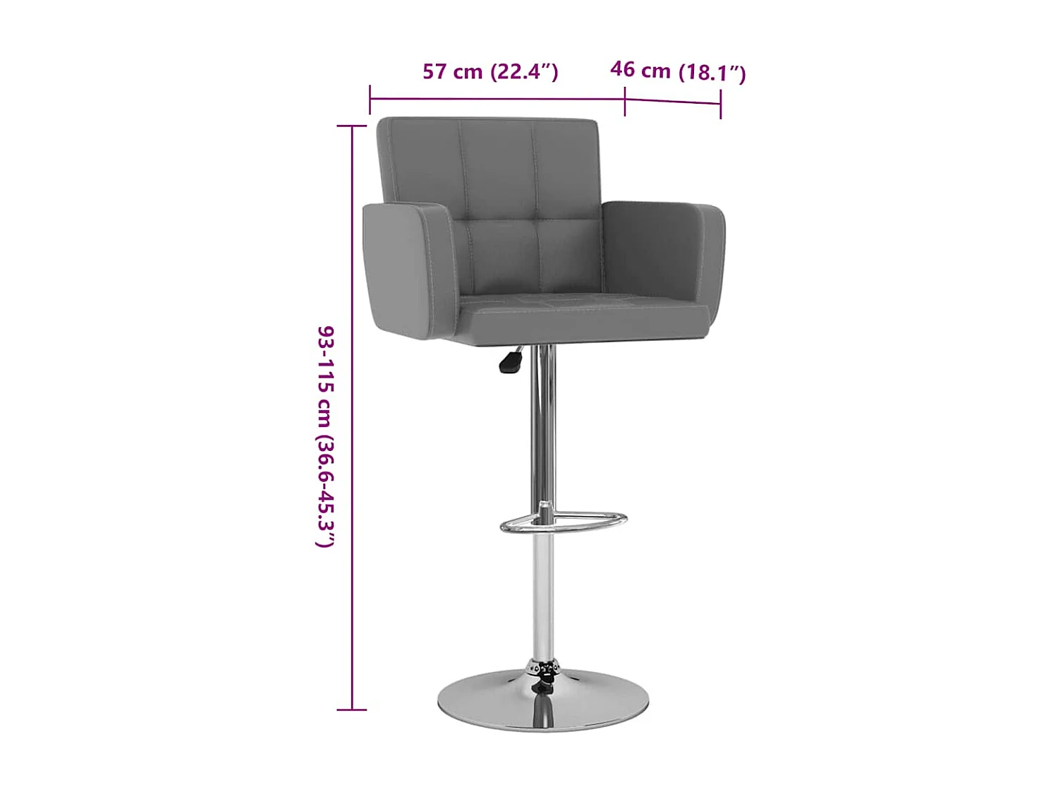 Barhocker 2 Stk. Grau Kunstleder