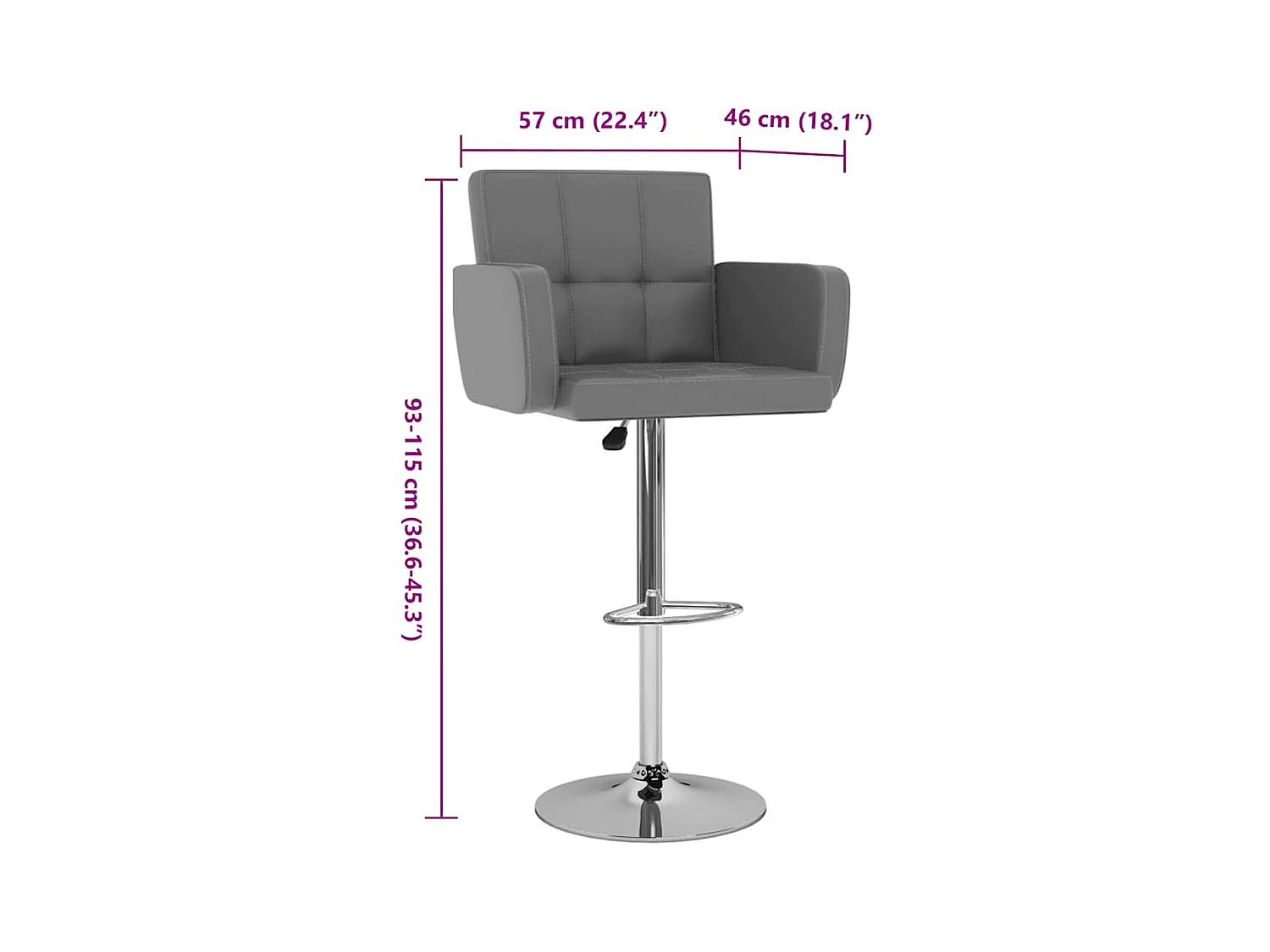 Barhocker 2 Stk. Grau Kunstleder