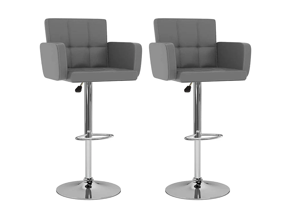 Tabourets de bar lot de 2 gris similicuir