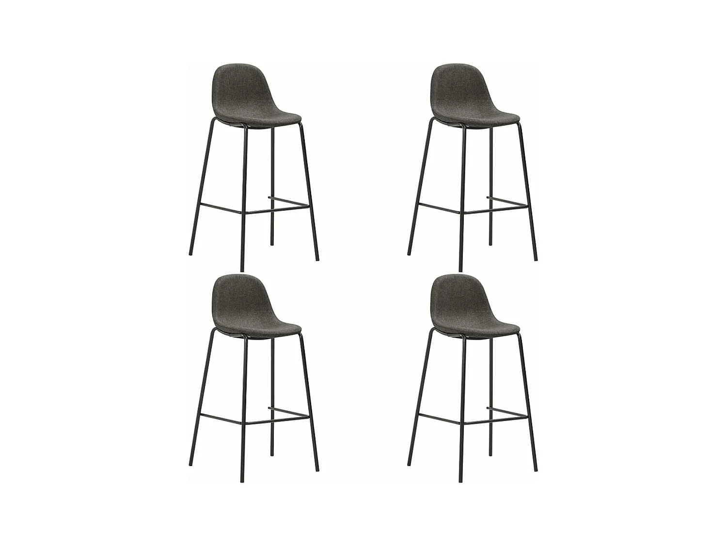 Chaises de bar lot de 4 gris foncé tissu