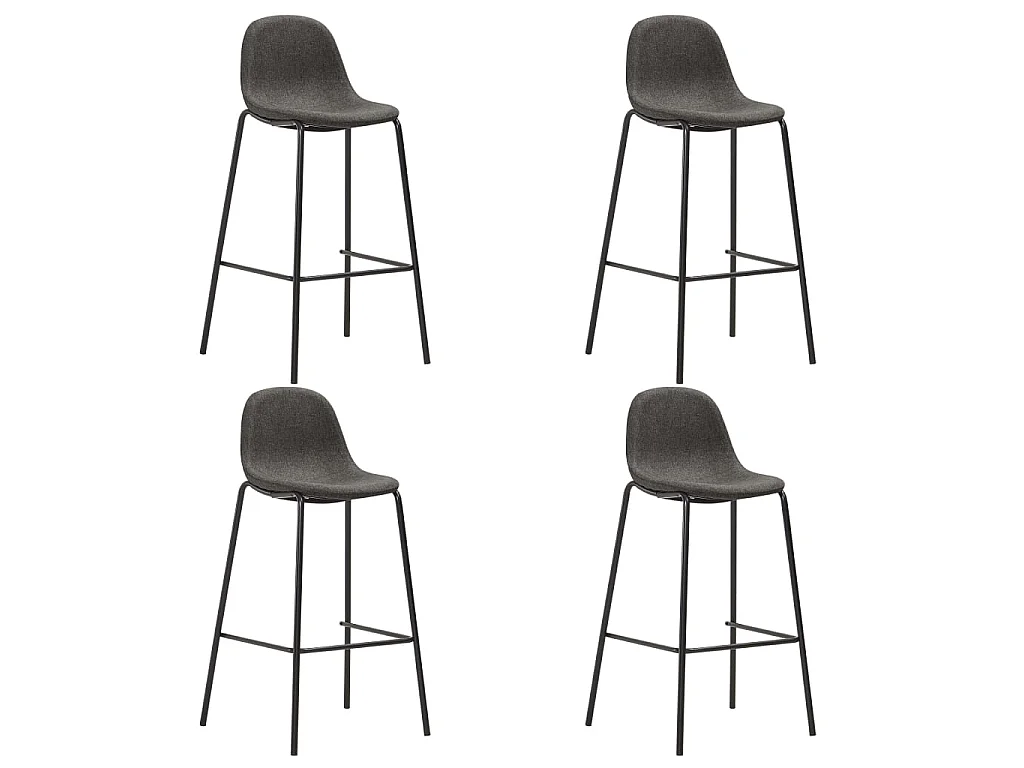 Chaises de bar lot de 4 gris foncé tissu