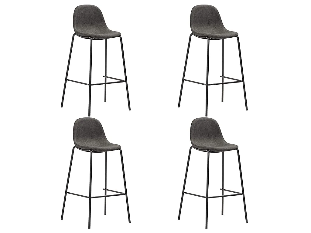 Chaises de bar lot de 4 gris foncé tissu