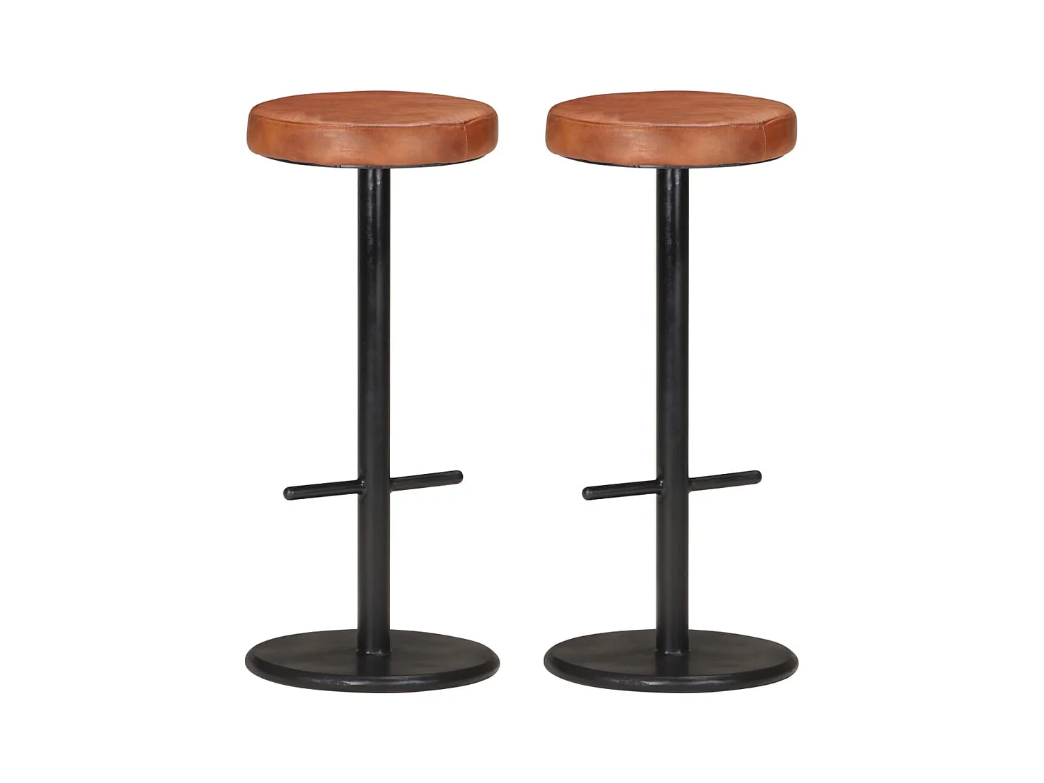 Tabourets de bar lot de 2 marron cuir véritable