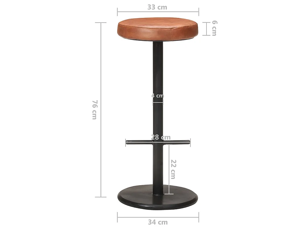 Tabourets de bar lot de 2 marron cuir véritable