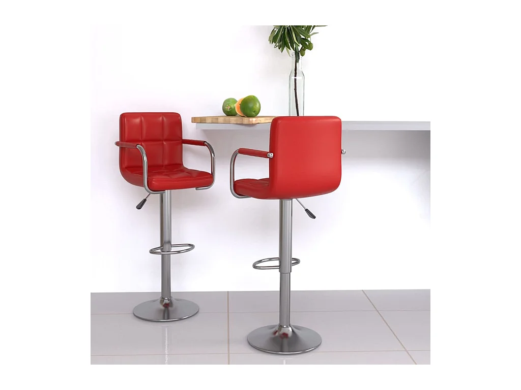 Tabourets de bar lot de 2 rouge bordeaux similicuir