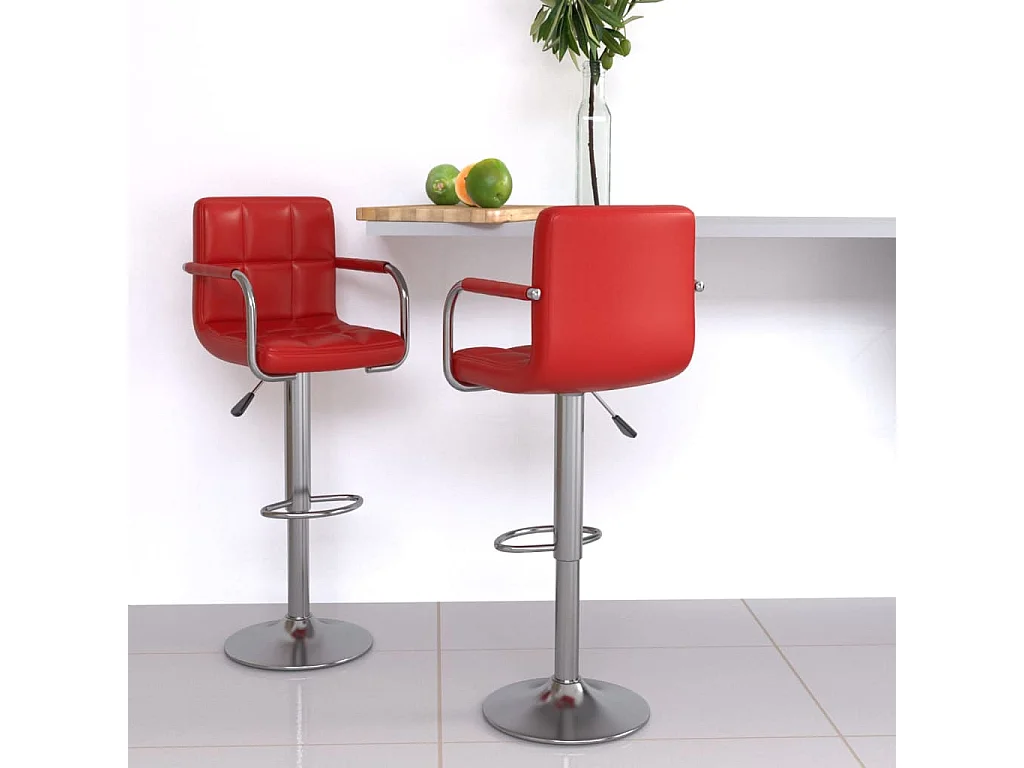 Tabourets de bar lot de 2 rouge bordeaux similicuir
