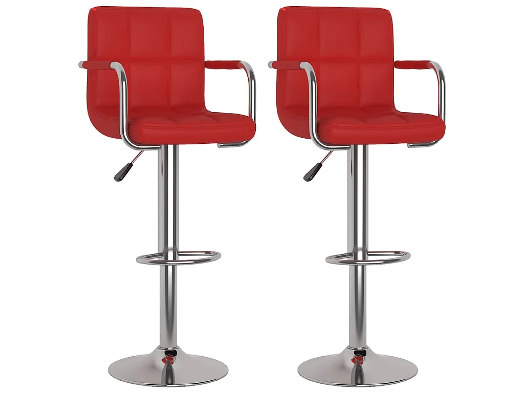 Tabourets de bar lot de 2 rouge bordeaux similicuir