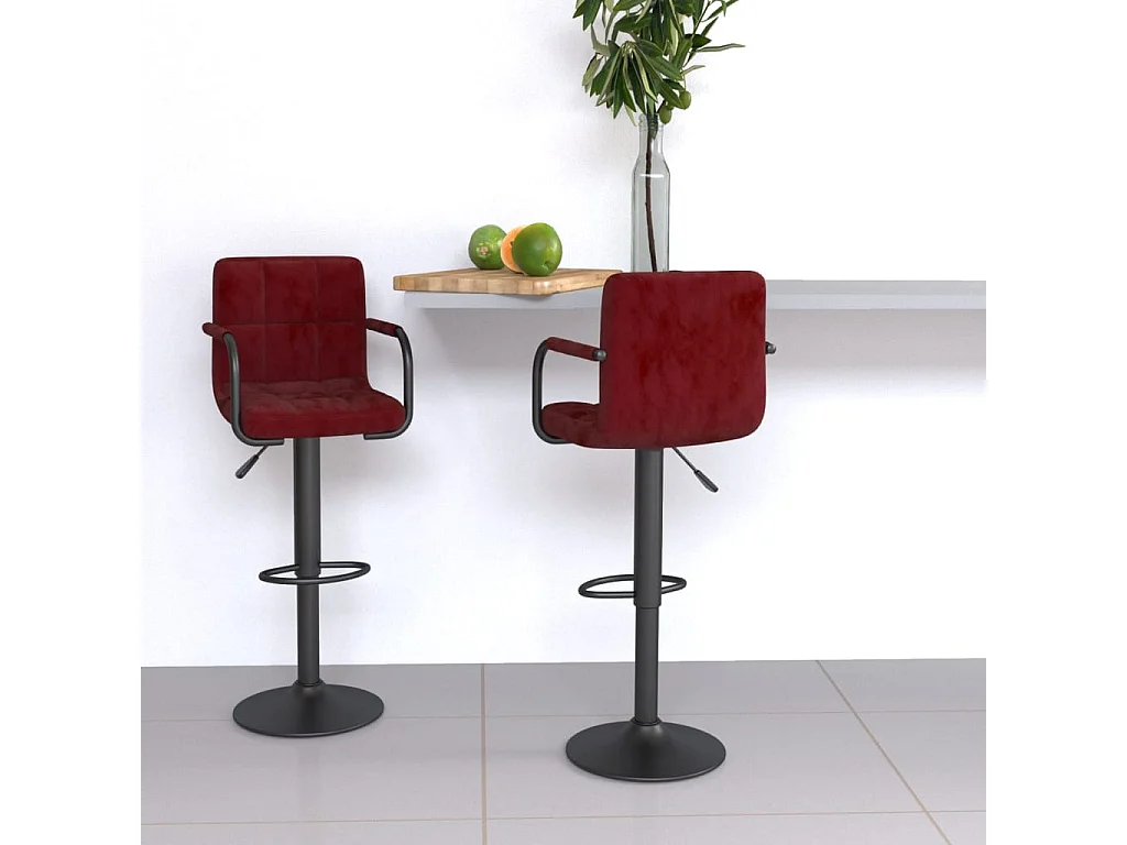 Barhocker 2 Stk. Weinrot Samt