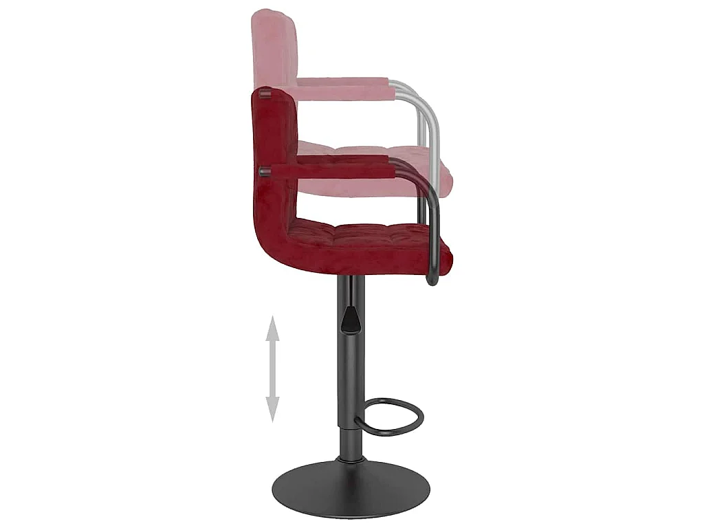 Tabourets de bar lot de 2 rouge bordeaux velours