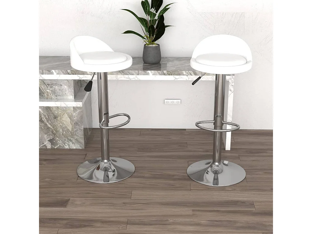 Tabourets de bar lot de 2 blanc similicuir