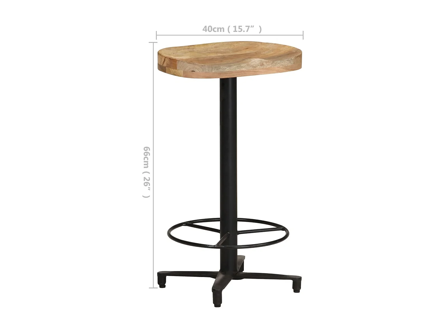 Barkrukken 2 st 66 cm massief mangohout