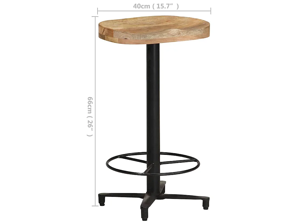 Tabourets de bar lot de 2 66 cm bois de manguier massif
