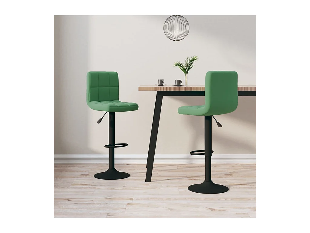 Tabourets de bar lot de 2 vert foncé velours